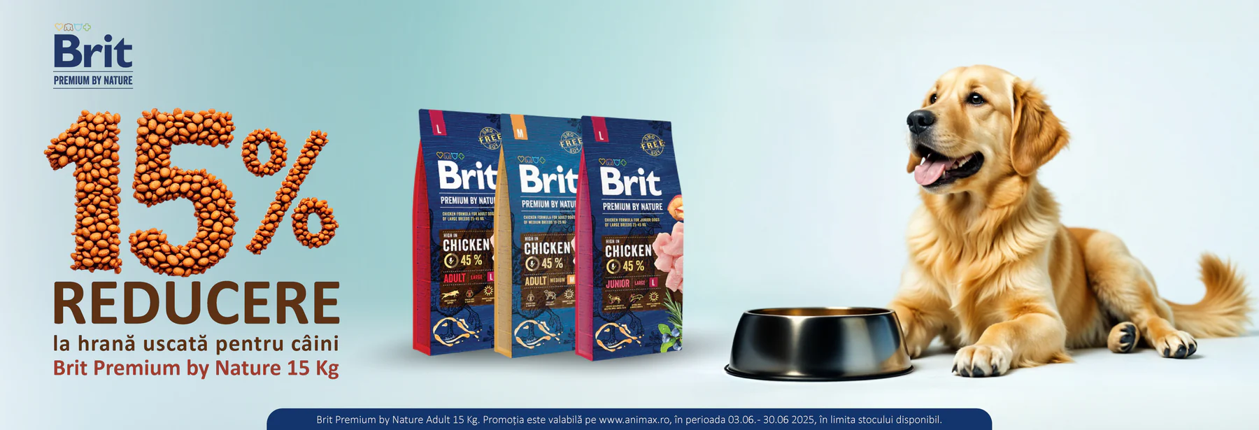 Reducere hrana uscata câini Brit