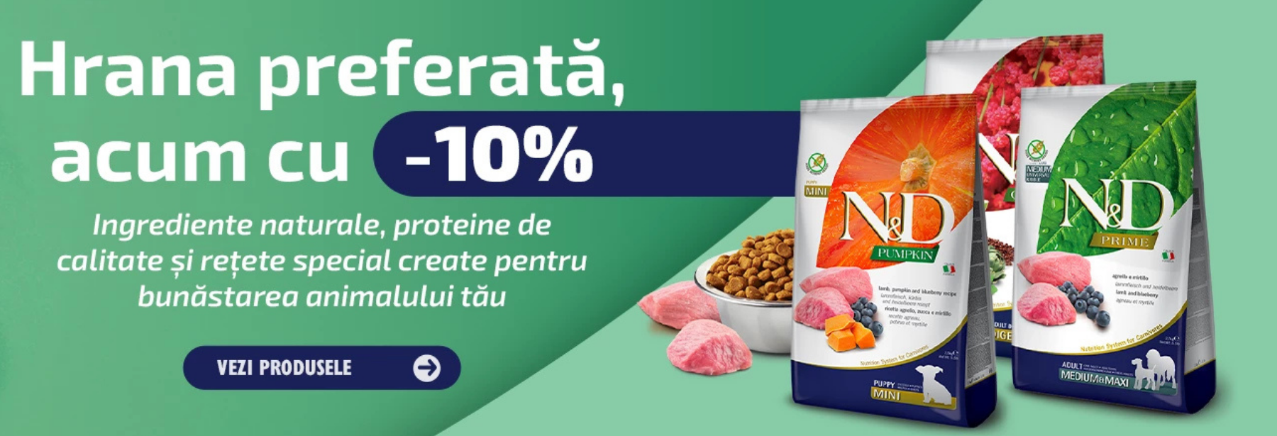 Reducere 10% hrană câini pisici